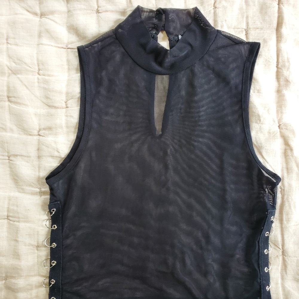 Mesh Mockneck Tank Top